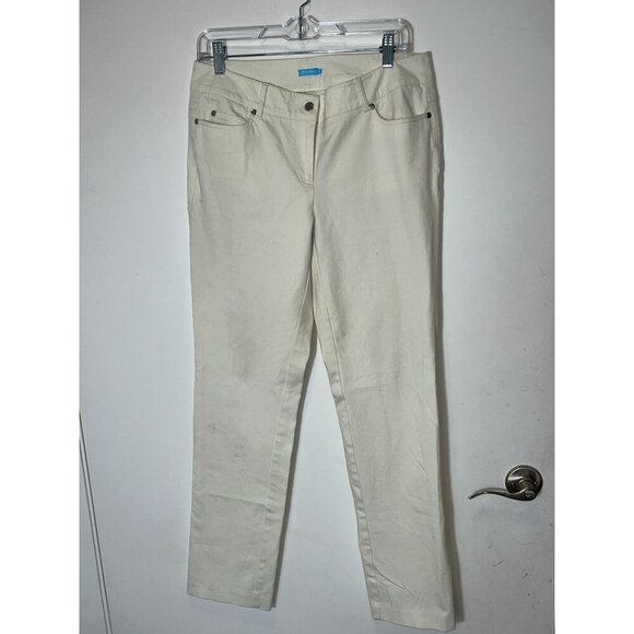 J. McLaughlin Ivory Straight-Leg Classic Five-Pocket Women's Pants Size 10 - Picture 3 of 11
